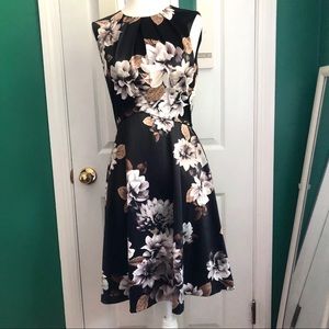 Black floral sleeveless A-line dress size 4